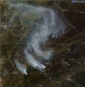 A view of the smoke from space...Click to Enlarge